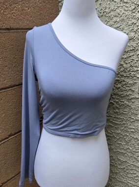 Klassy Network One-Shoulder Blue Crop Top